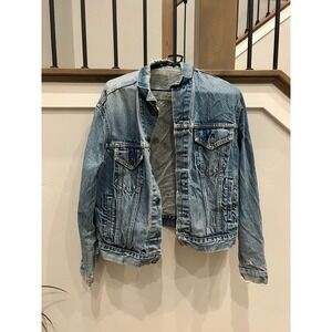 Vintage Levis 70506-0216 Denim Trucker Jacket Blue Made in USA Mens 46 Dis